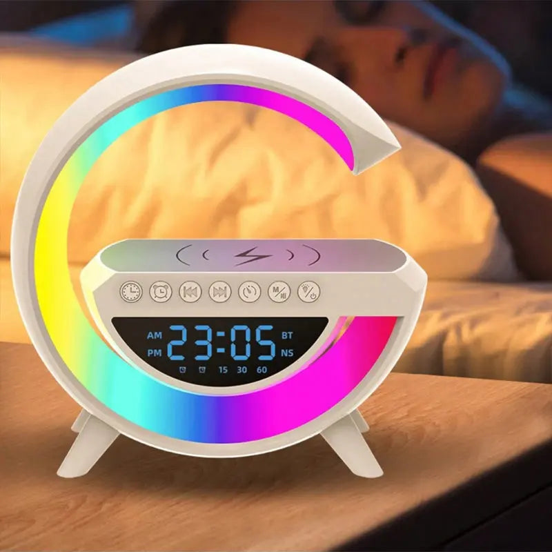 BT-3401 LED Display Wireless Phone Charger Bluetooth Speaker With Seven Color Selections, Alarm Clock, FM Radio pakdukan