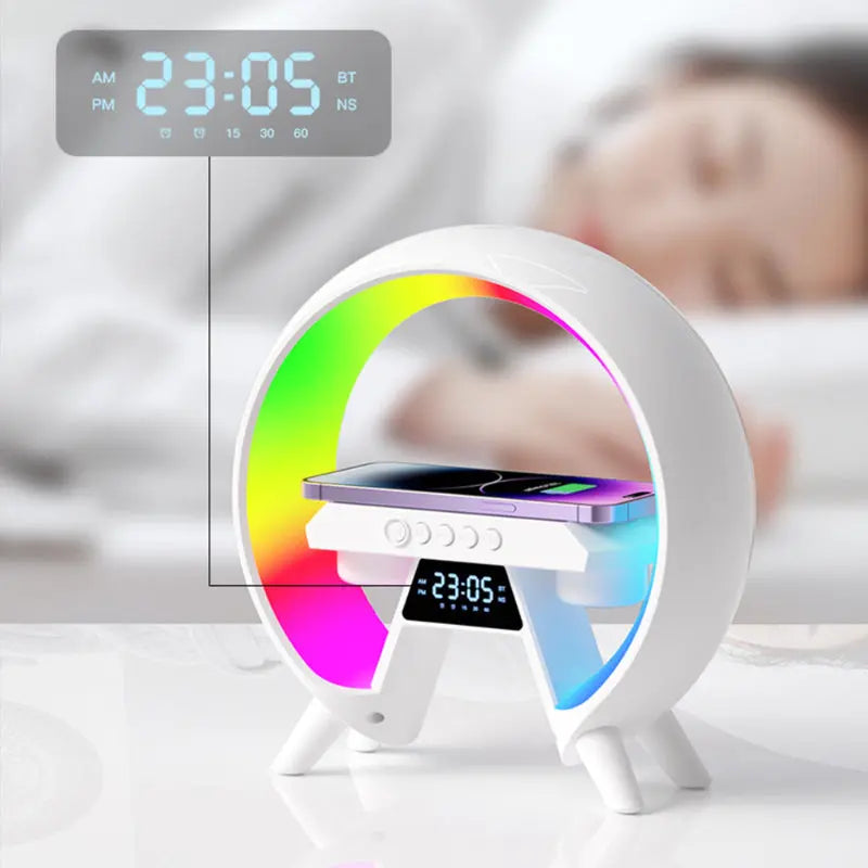 BT-3401 LED Display Wireless Phone Charger Bluetooth Speaker With Seven Color Selections, Alarm Clock, FM Radio pakdukan