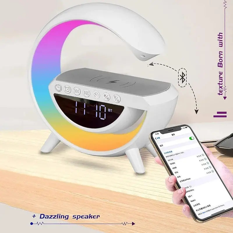 BT-3401 LED Display Wireless Phone Charger Bluetooth Speaker With Seven Color Selections, Alarm Clock, FM Radio pakdukan