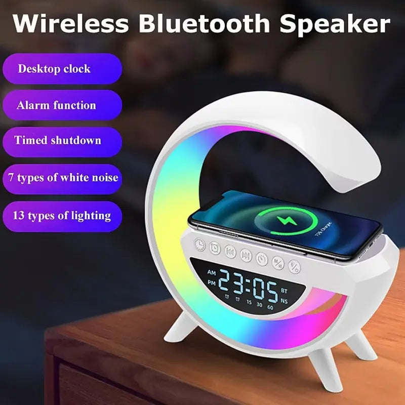 BT-3401 LED Display Wireless Phone Charger Bluetooth Speaker With Seven Color Selections, Alarm Clock, FM Radio pakdukan