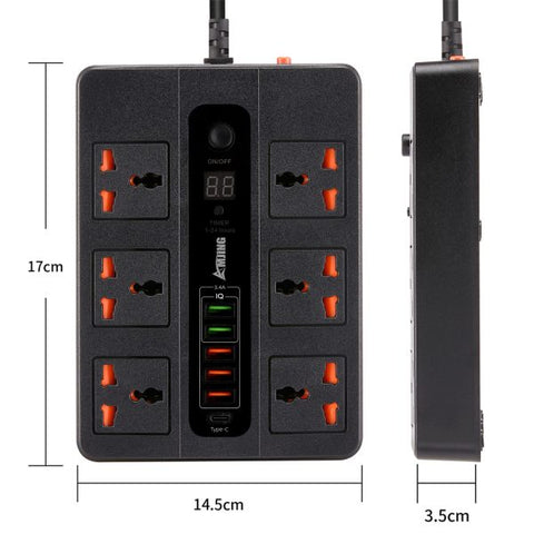 Ultra High Speed Socket Bkl-11 Sockets 5 Usb 1 Bd 2 Meter 3000 Watts Power Socket (random Color)