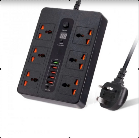 Ultra High Speed Socket Bkl-11 Sockets 5 Usb 1 Bd 2 Meter 3000 Watts Power Socket (random Color)