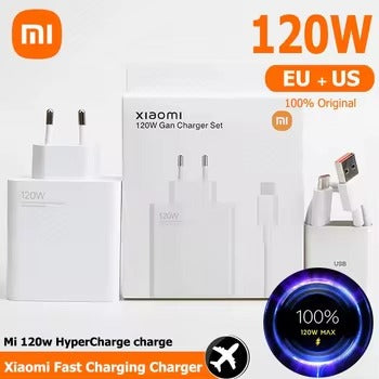 Xiaomi 120w Eu Plug Qc3.0 Fast Quick Wall Charger With Cable